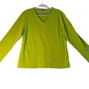Louise F.D Womens Top Green Size XL Cotton Blend Pullover Long Sleeve Stretch